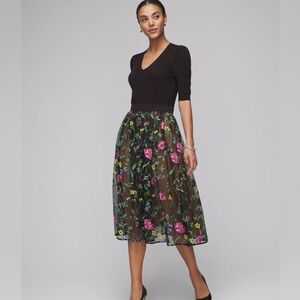 NWT White House Black Market Embroidered Fit & Flare Skirt